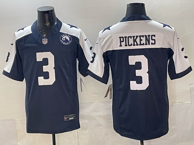 Men 2026 Dallas Cowboys #3 Pickens Blue 3th generations Nike Limited NFL Jersey style 03